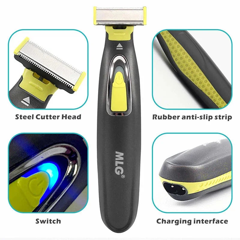 MLG Electric Shaver For Men and Women Portable Full Body Trimmer USB T Shaped Blade Razor For Beard Armpit For Washable