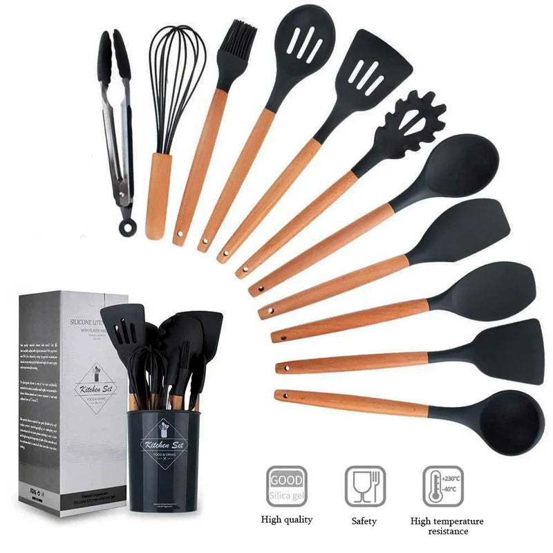 Conjunto com 12 peças de Utensílios de Cozinha em Silicone