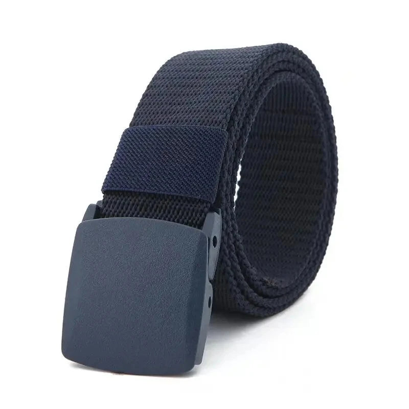 Men Belts Fashion Unisex Jeans Belts Adjustable Belt Men Outdoor Travel Tactical Waist Belt with Plastic Buckle for Pants 120cm