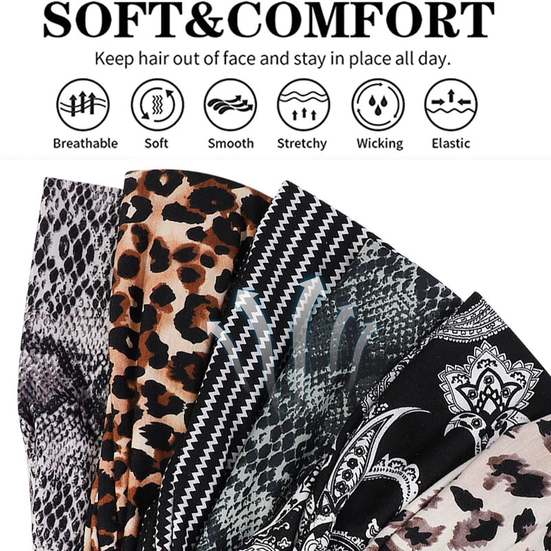 Fashion Sports Fitness Headband Snake Leopard Pattern Solid Color Hairbands Women's Postpartum Leisure Home Headwear Scrunchies