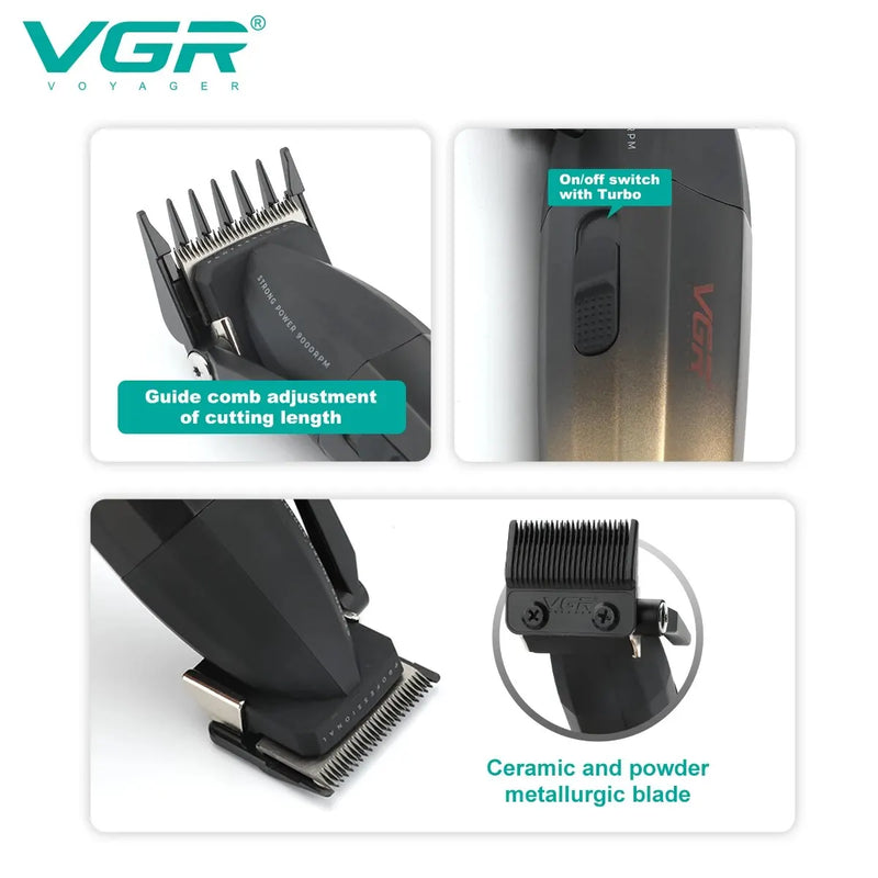 VGR Hair Clipper Professional Hair Trimmer Electric Clippers Cordless Hair Cutting Machine 9000RPM Trimmer Clipper for Men V-003